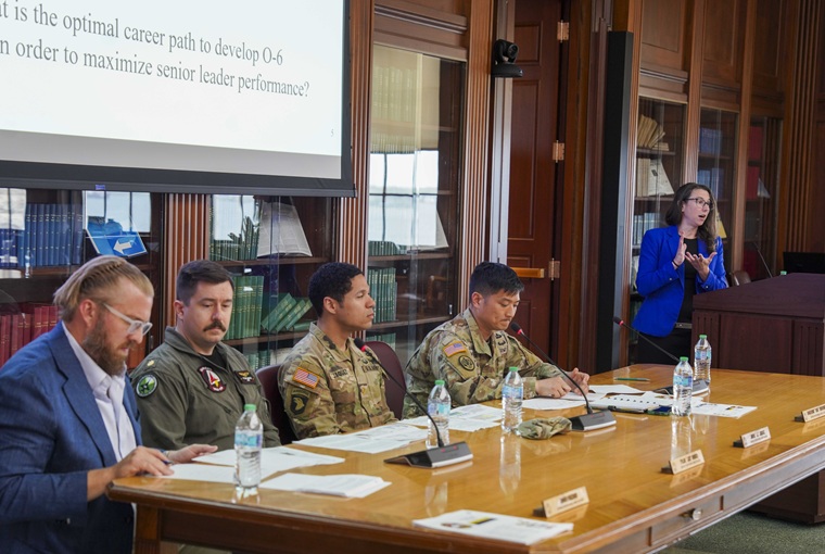 The U.S. Naval War College’s Stockdale Leadership Development Concentration (SLDC) 2025-2026 cohort presented its research on senior officer career pathways to a group of war college leaders.